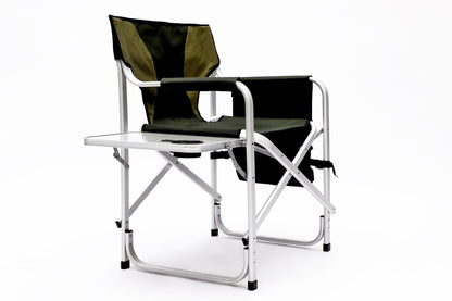 Green Padded Folding Chair With Side Table