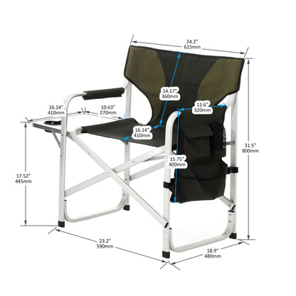 Green Padded Folding Chair With Side Table