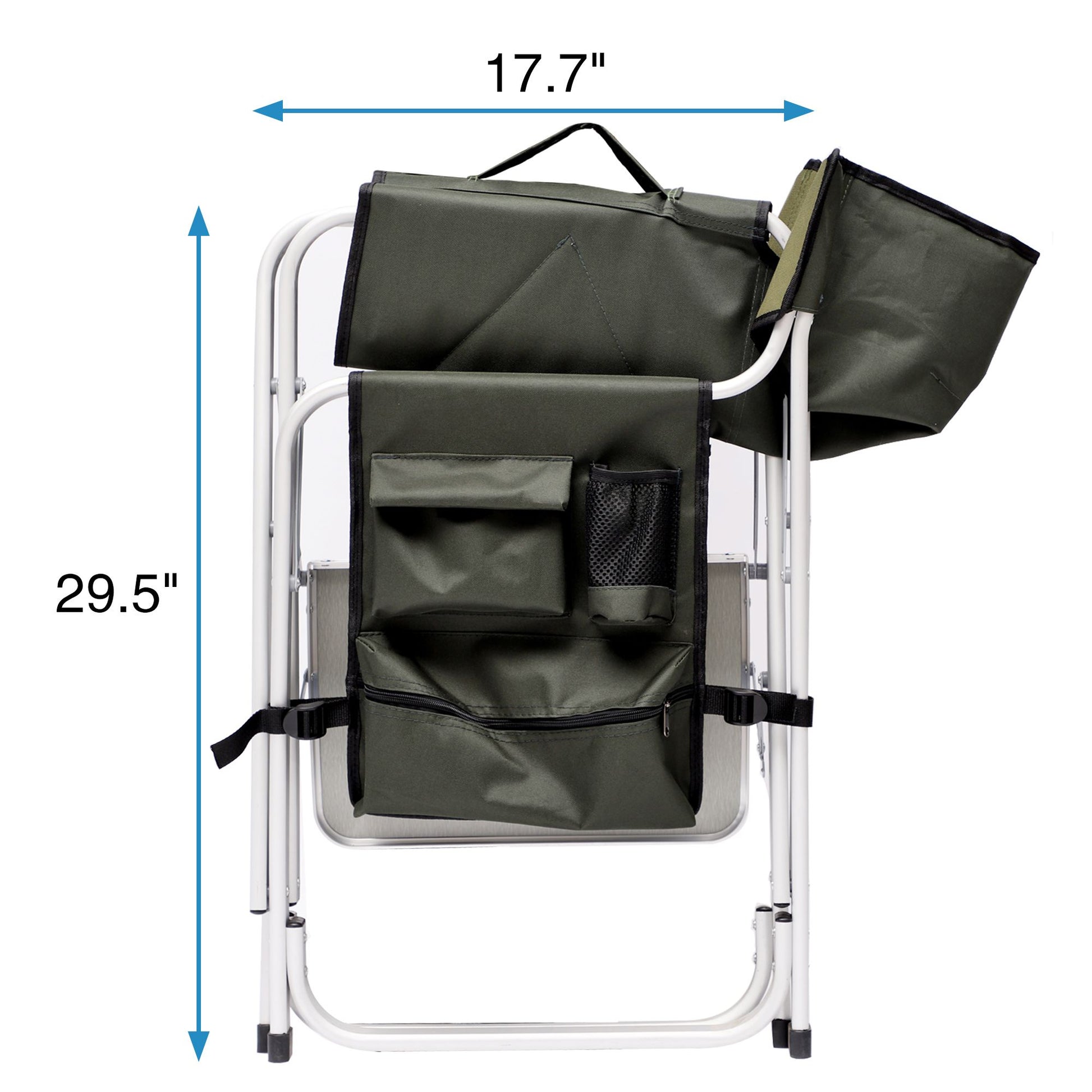 Green Padded Folding Chair With Side Table