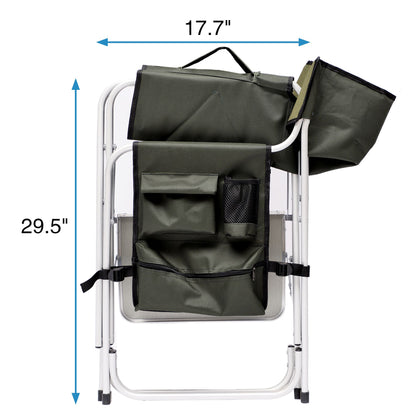 Green Padded Folding Chair With Side Table
