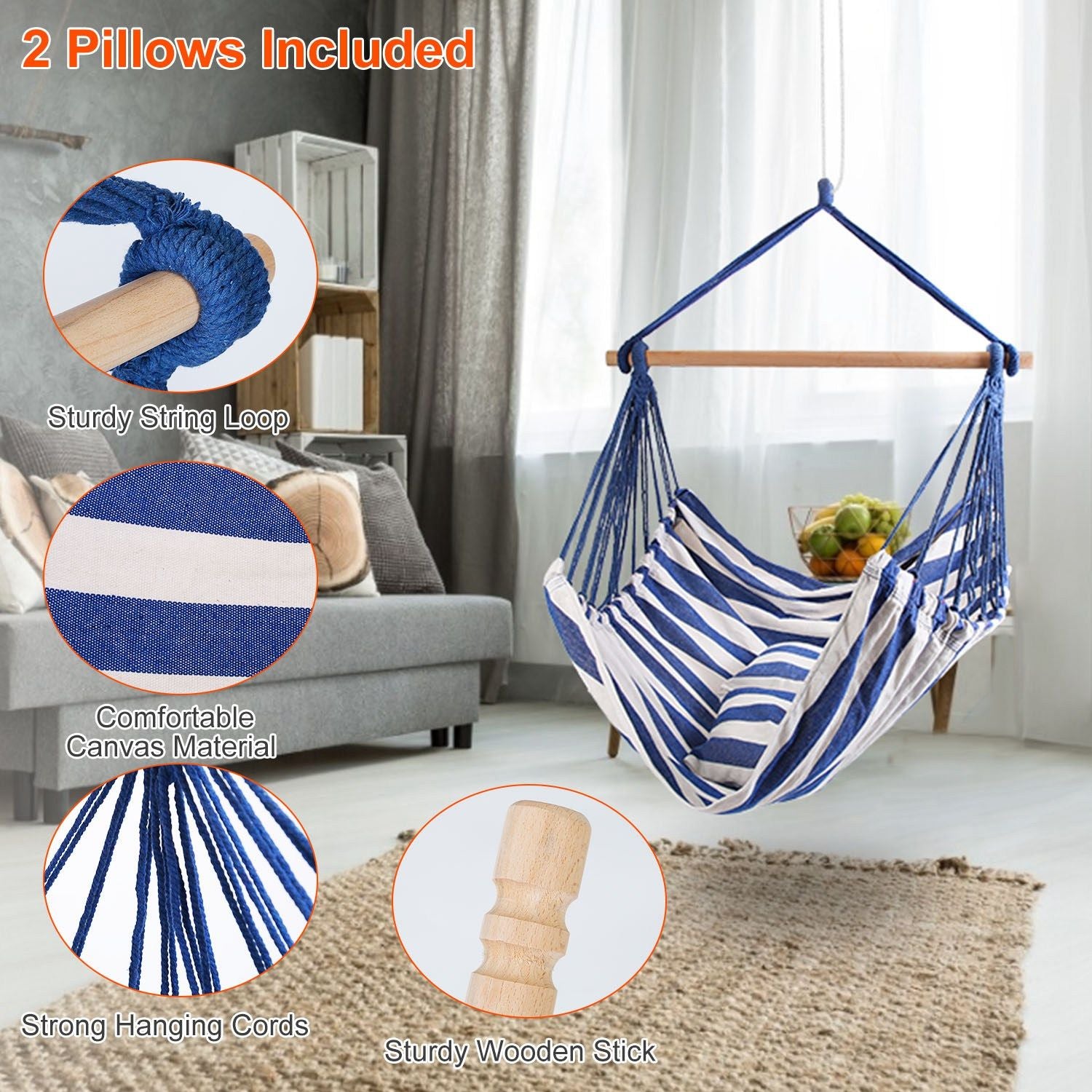 Hammock Hanging Chair Canvas Porch Patio Swing Seat