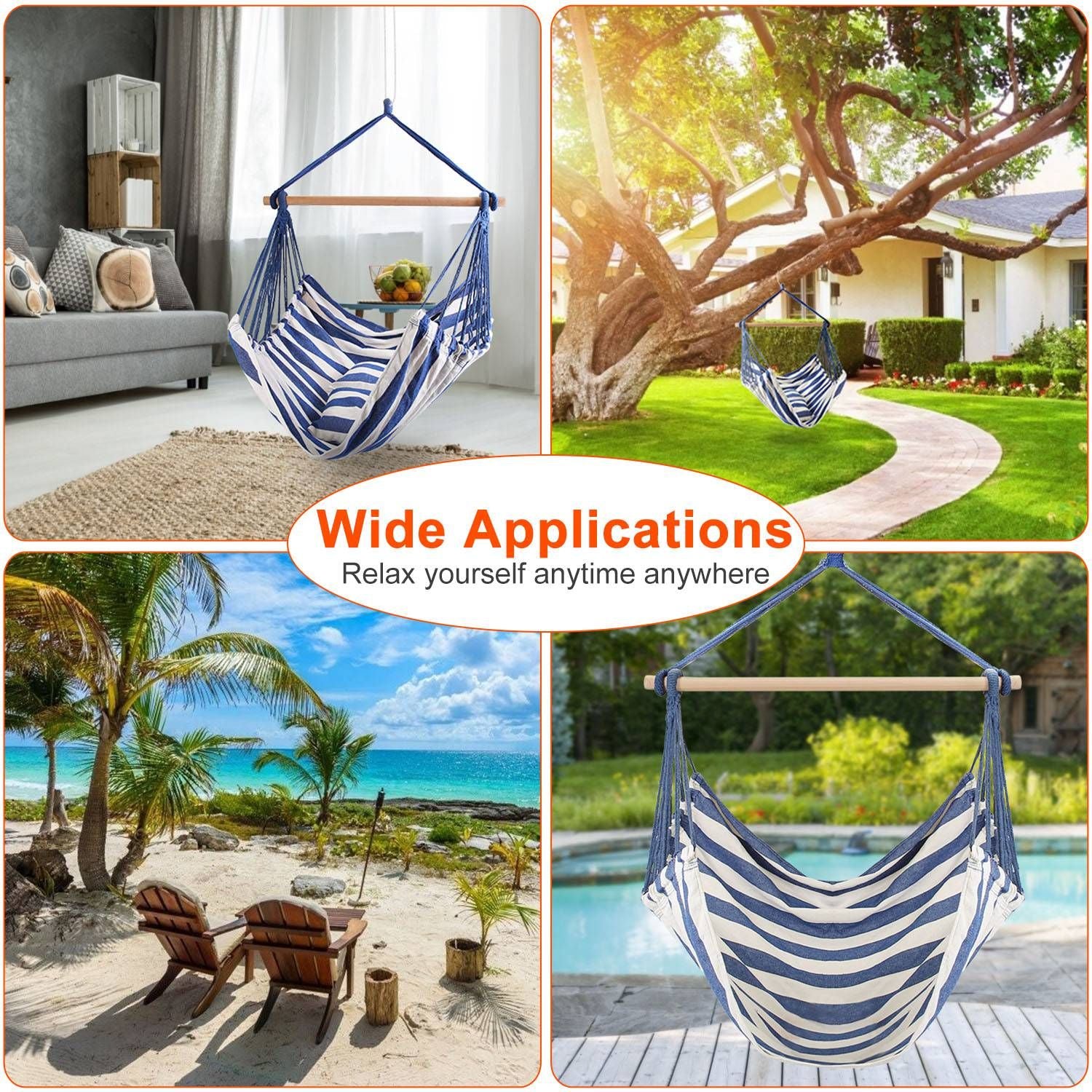 Hammock Hanging Chair Canvas Porch Patio Swing Seat