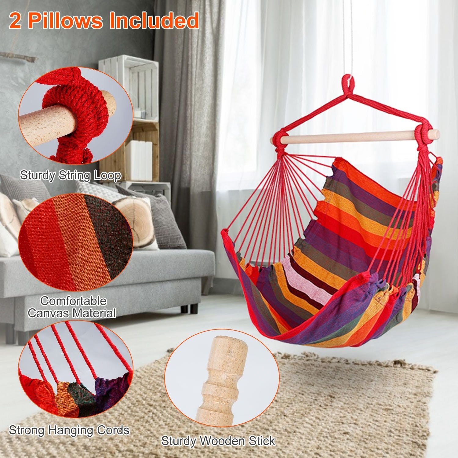 Hammock Hanging Chair Canvas Porch Patio Swing Seat