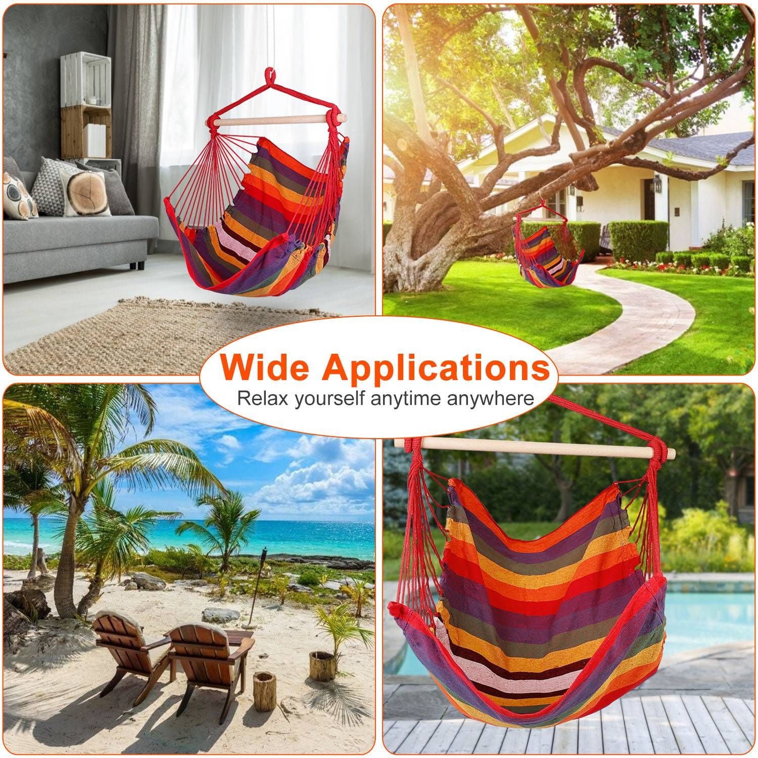 Hammock Hanging Chair Canvas Porch Patio Swing Seat