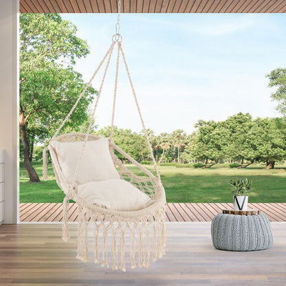Hanging Hammock Chair With Cushions and Rope Chain