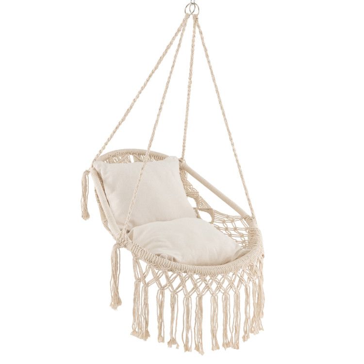Hanging Hammock Chair With Cushions and Rope Chain