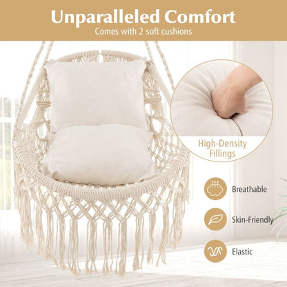 Hanging Hammock Chair With Cushions and Rope Chain