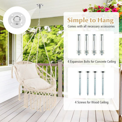 Hanging Hammock Chair With Cushions and Rope Chain