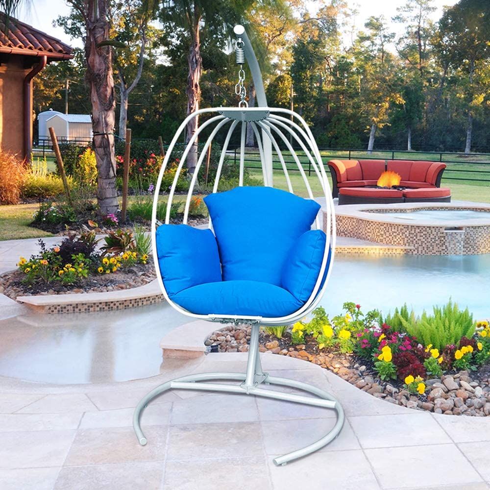 Indoor Outdoor Egg Swing Chair With Cushion and C-stand
