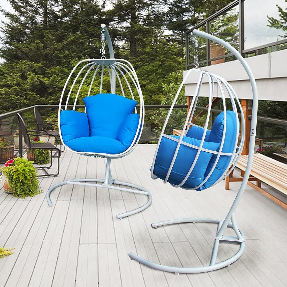 Indoor Outdoor Egg Swing Chair With Cushion and C-stand