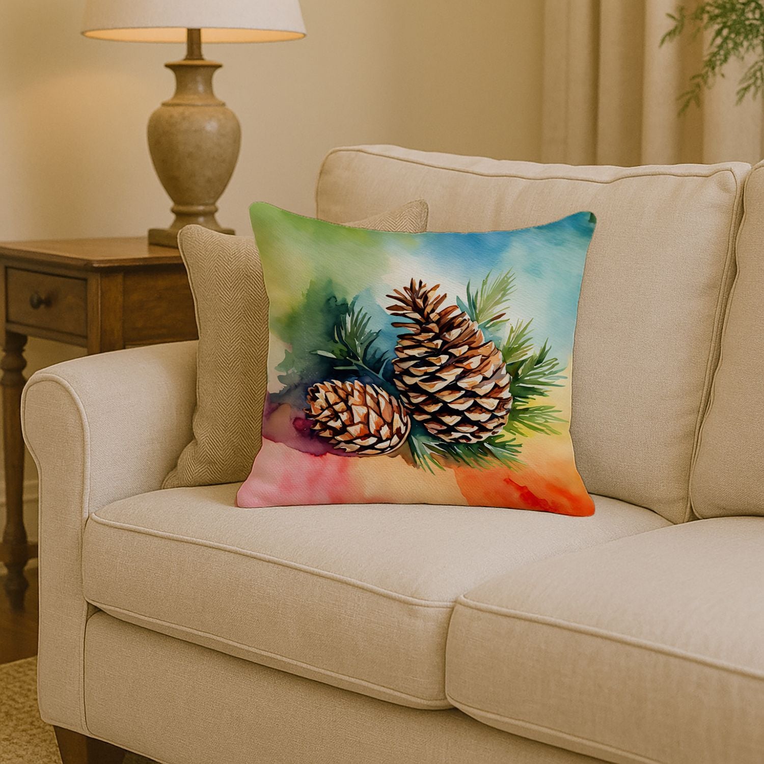 Maine Pine Cone Tassels Pillow