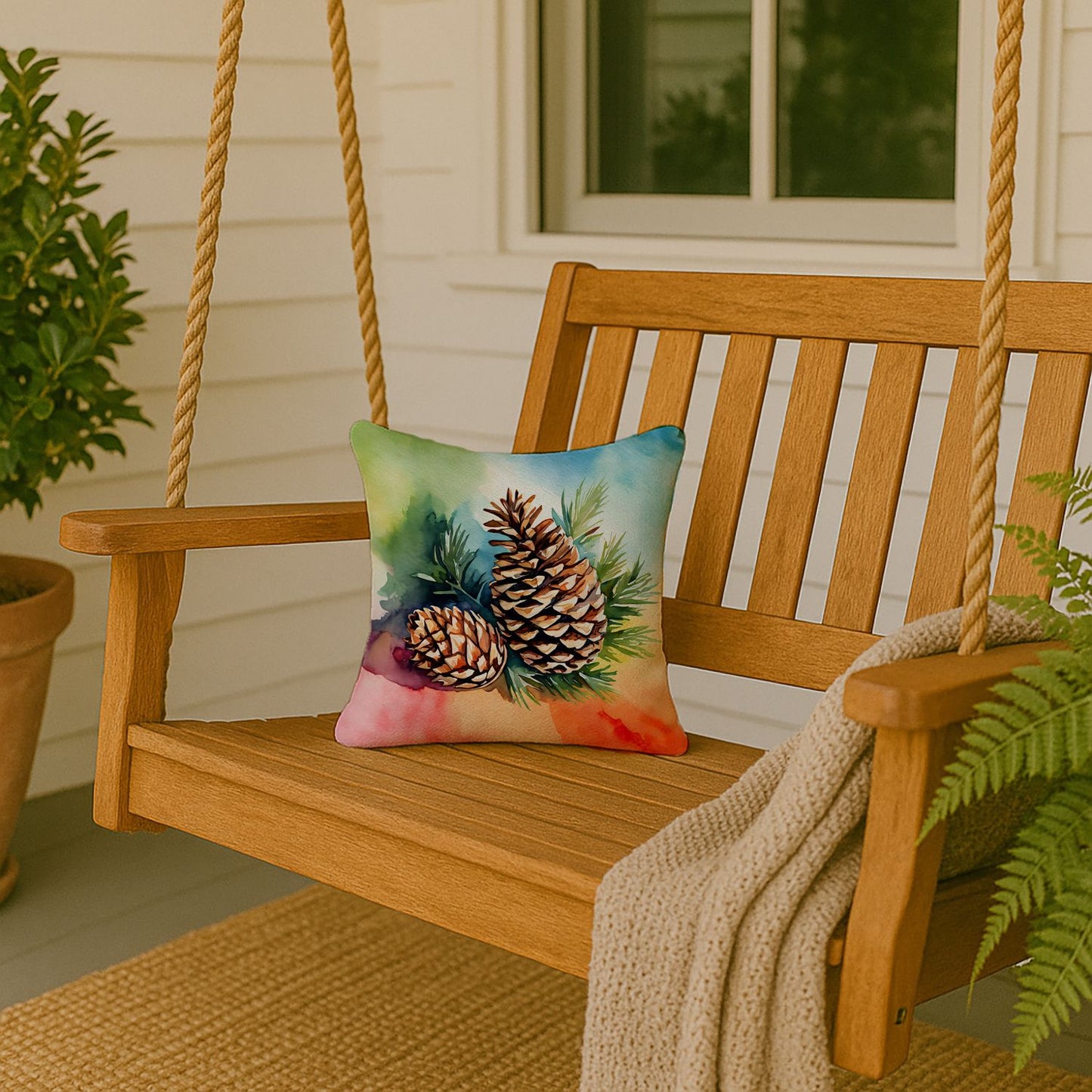 Maine Pine Cone Tassels Pillow