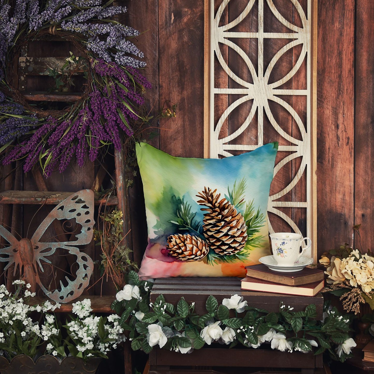 Maine Pine Cone Tassels Pillow