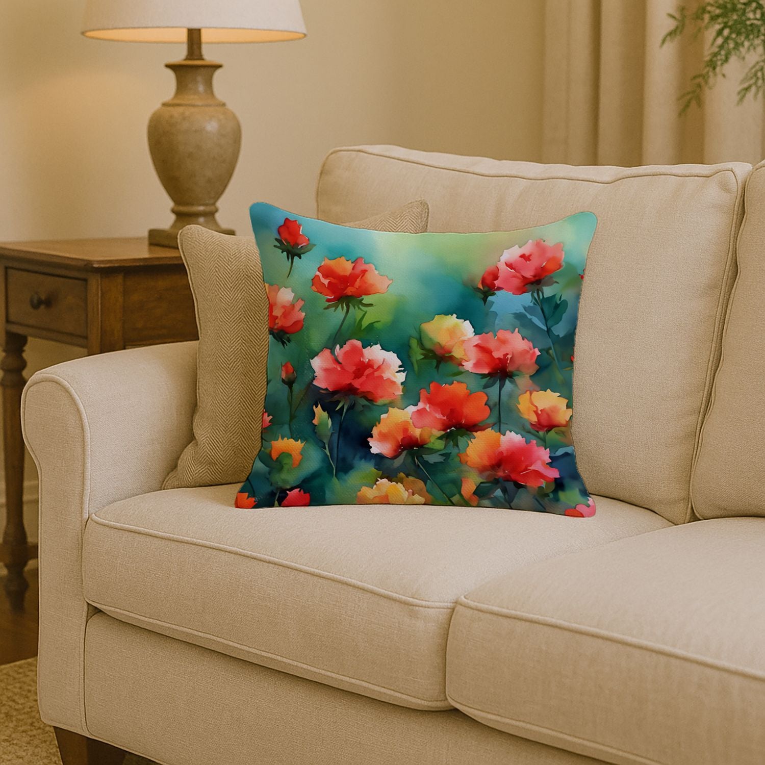 Ohio Scarlet Carnations Pillow