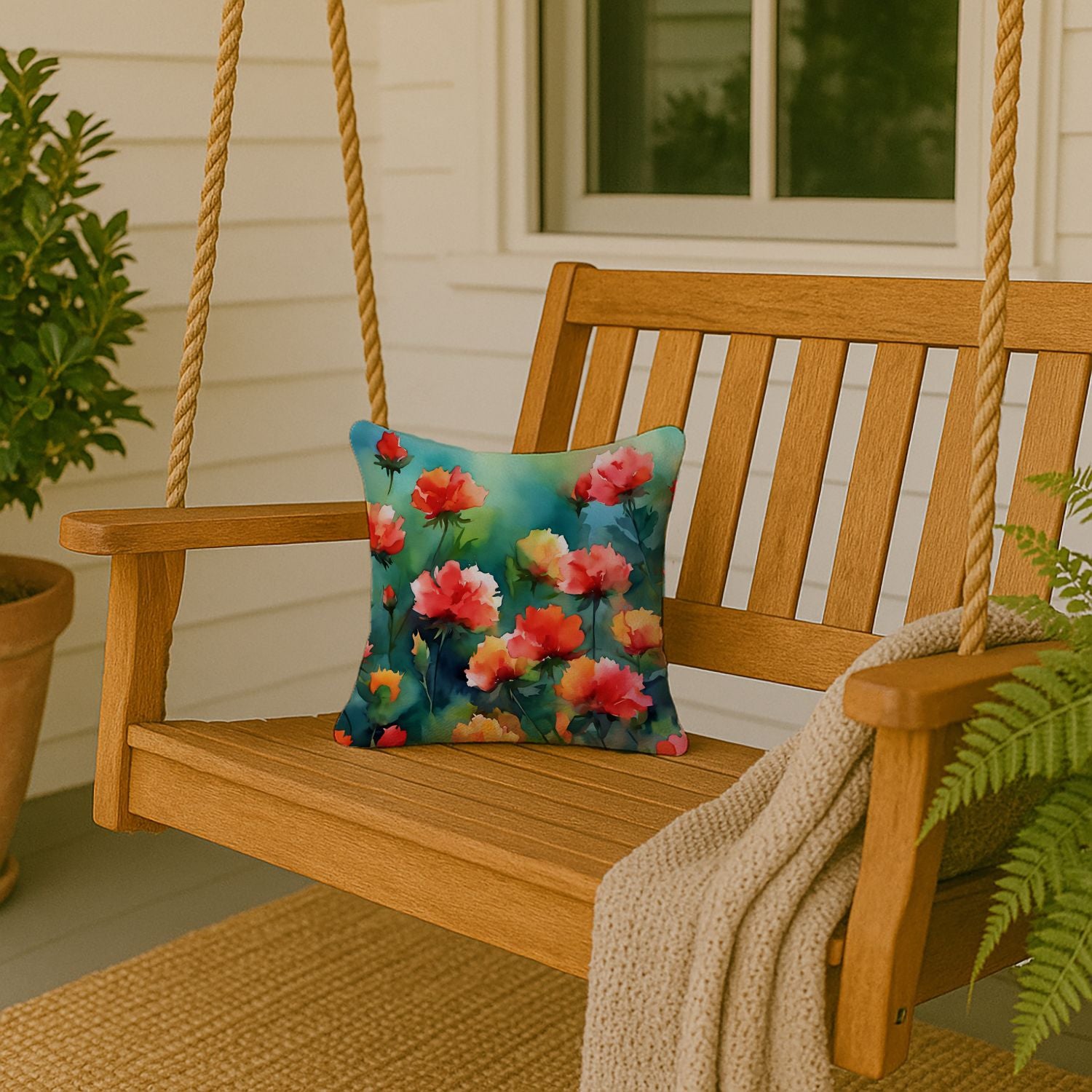 Ohio Scarlet Carnations Pillow
