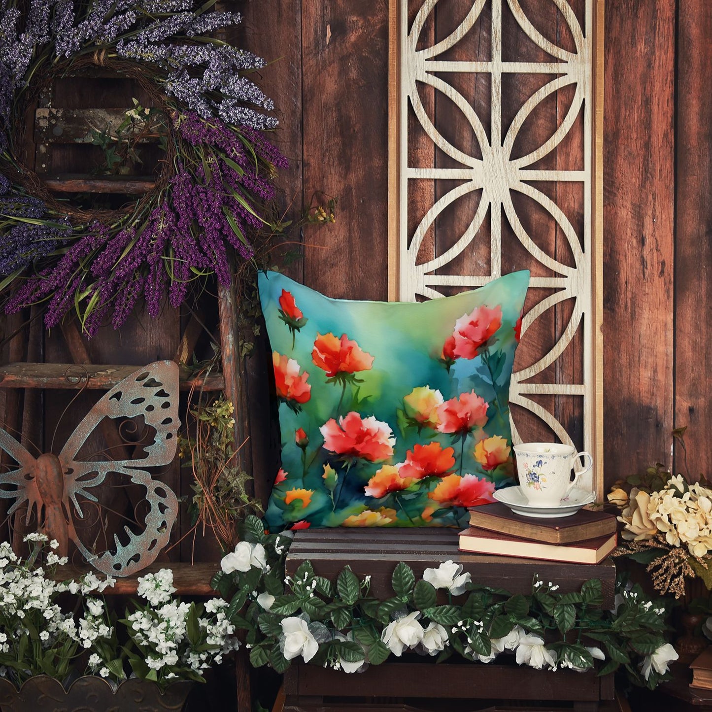Ohio Scarlet Carnations Pillow