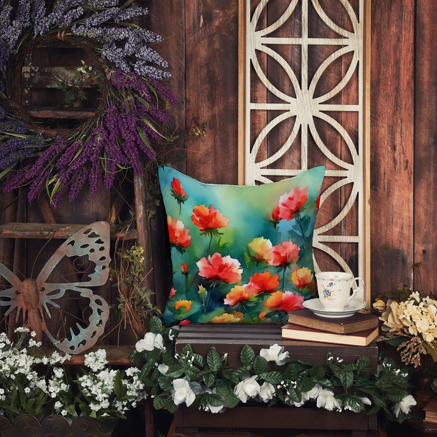 Ohio Scarlet Carnations Pillow