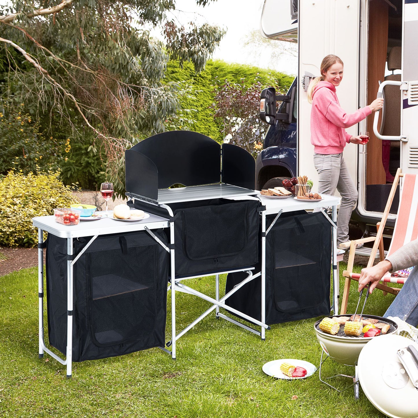 Outsunny Aluminum Folding Camping Kitchen Table