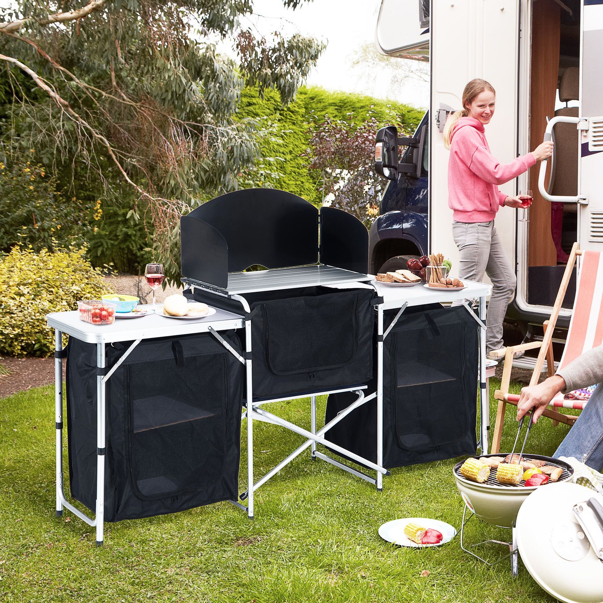 Outsunny Aluminum Folding Camping Kitchen Table