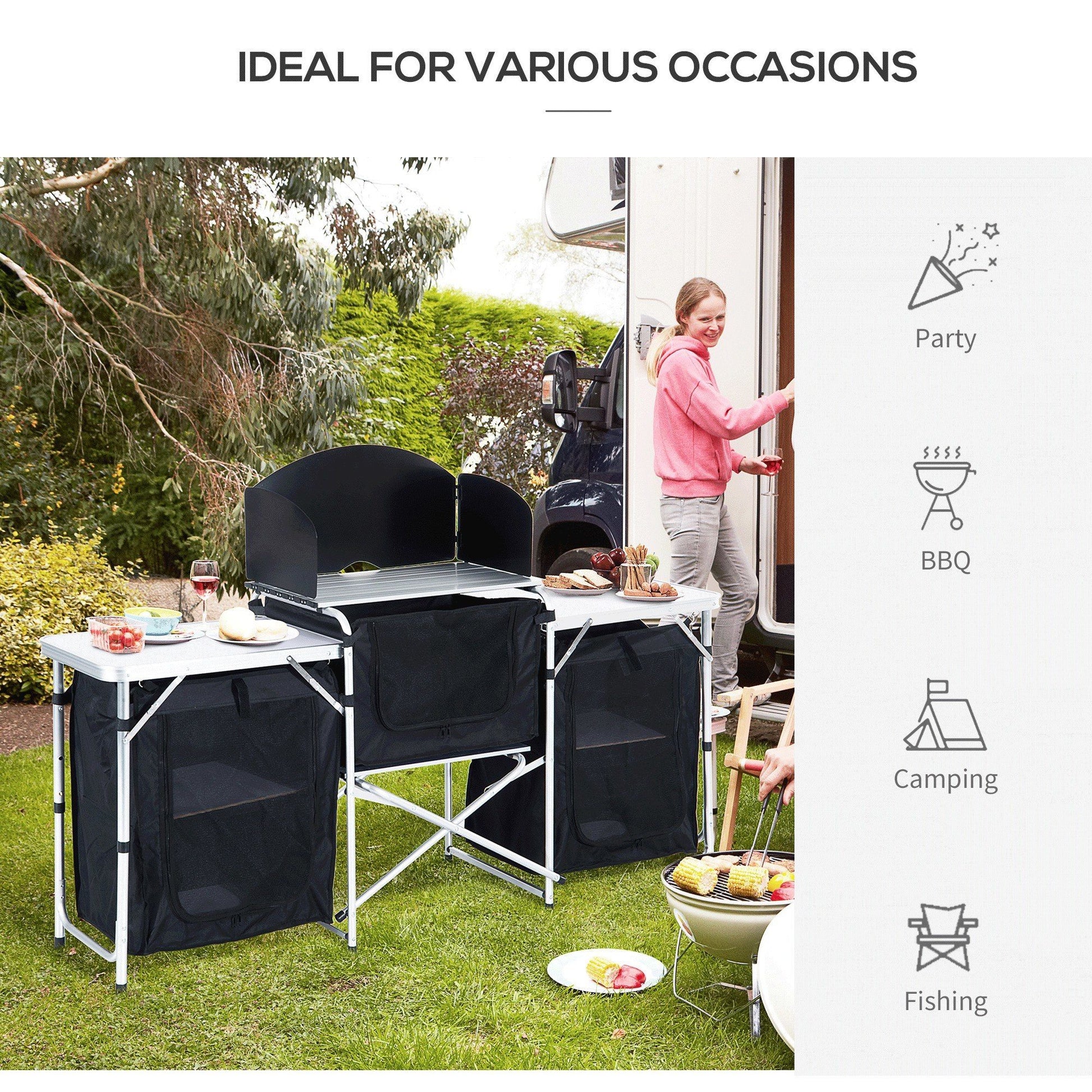 Outsunny Aluminum Folding Camping Kitchen Table
