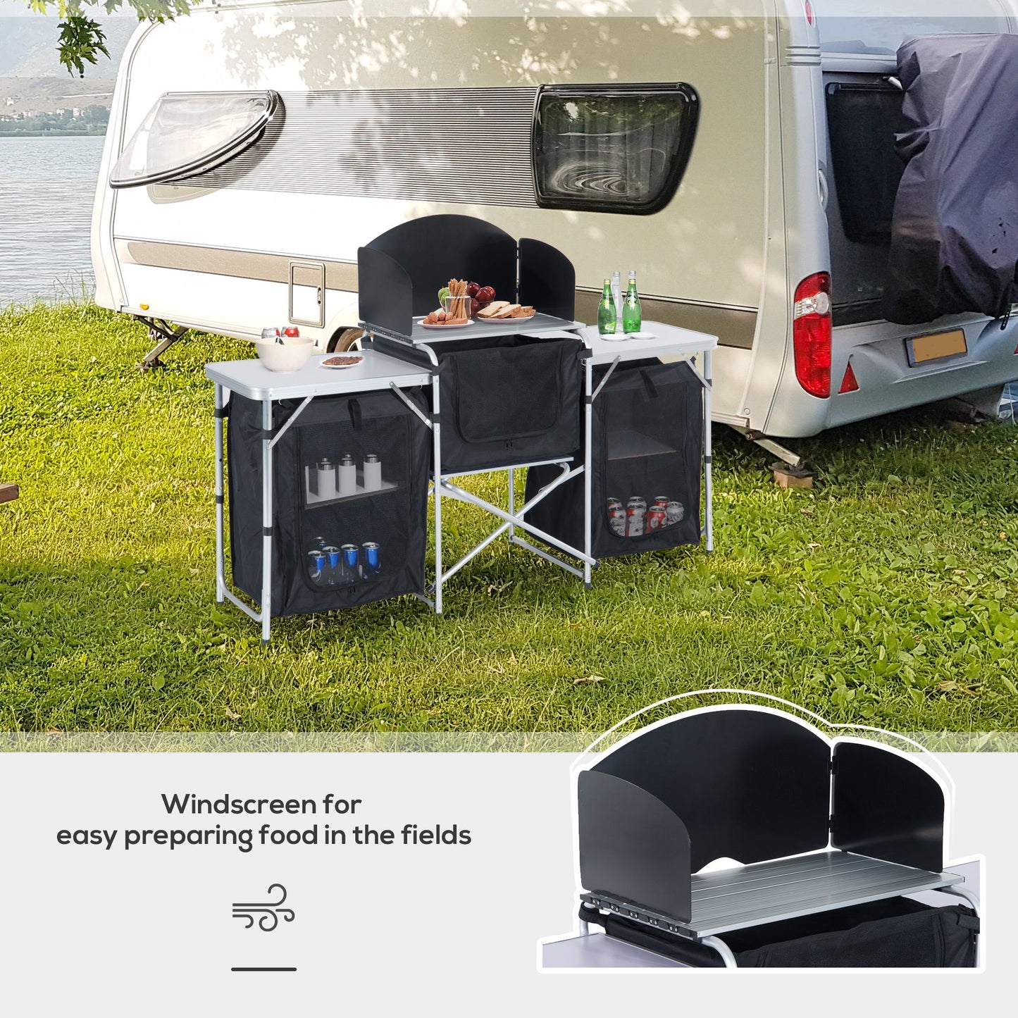 Outsunny Aluminum Folding Camping Kitchen Table