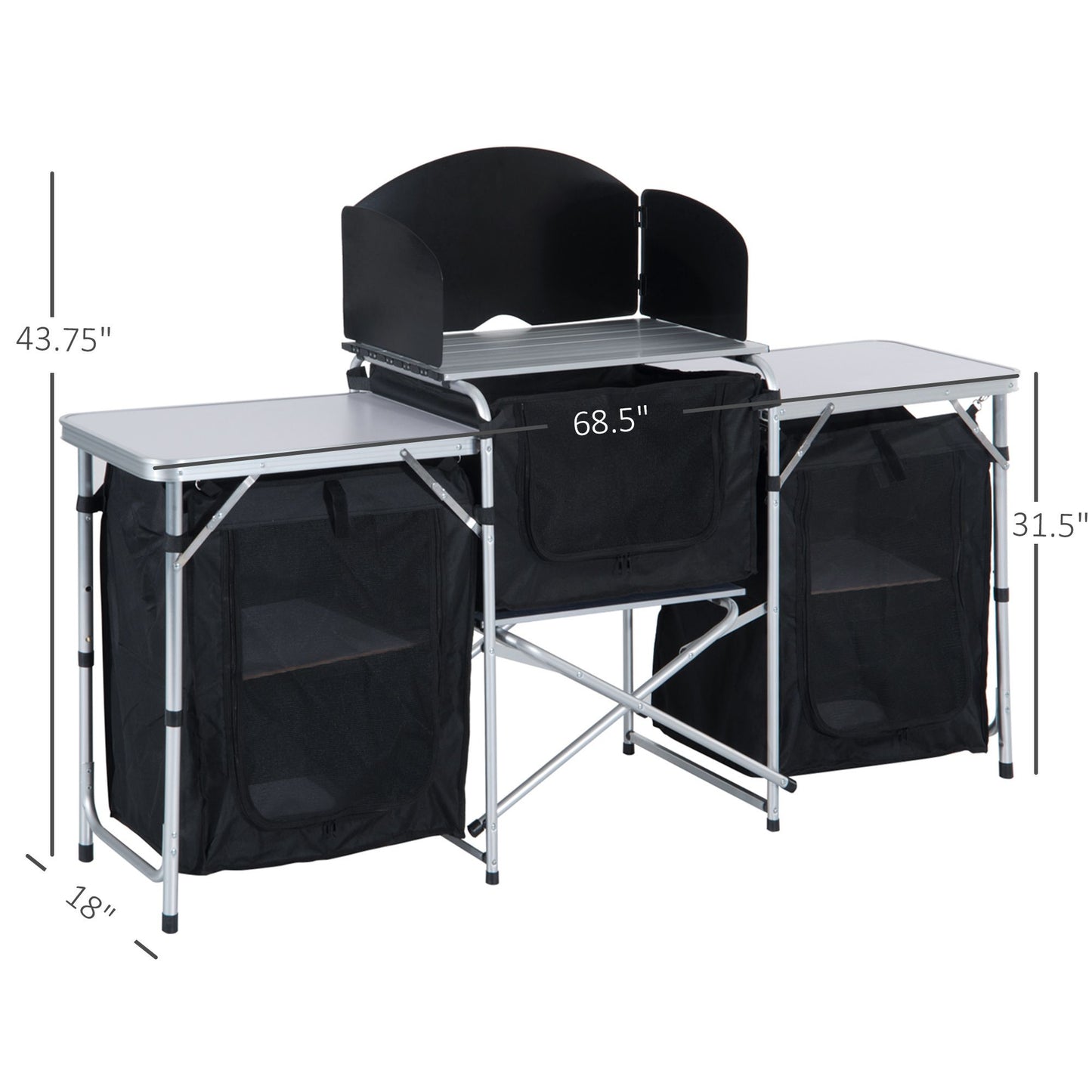Outsunny Aluminum Folding Camping Kitchen Table