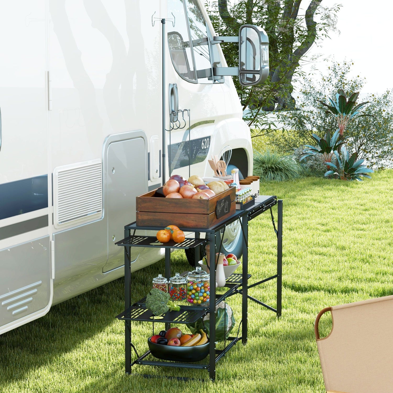 Outsunny Folding Camp Kitchen Table
