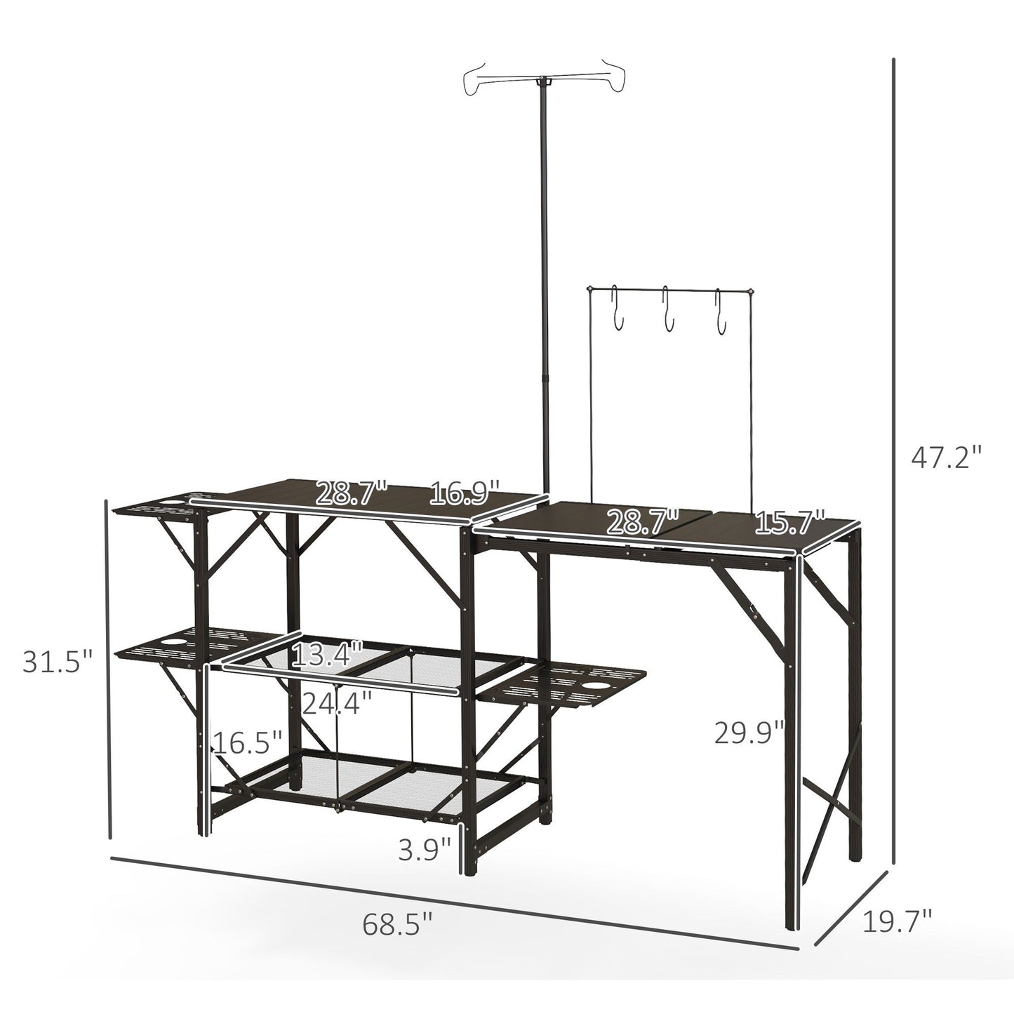Outsunny Folding Camp Kitchen Table
