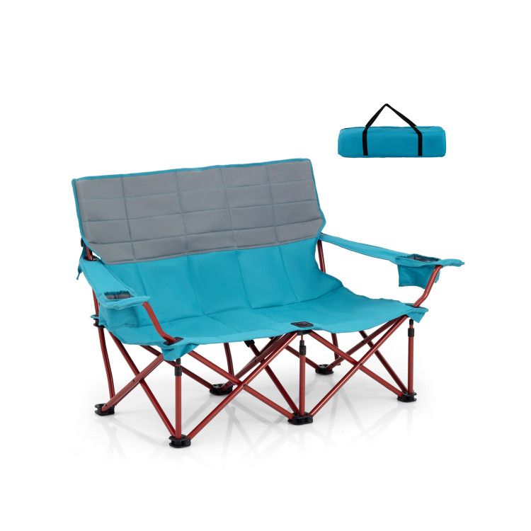 Oversized Folding Camping Loveseat With Cup Holders