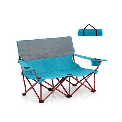 Oversized Folding Camping Loveseat With Cup Holders