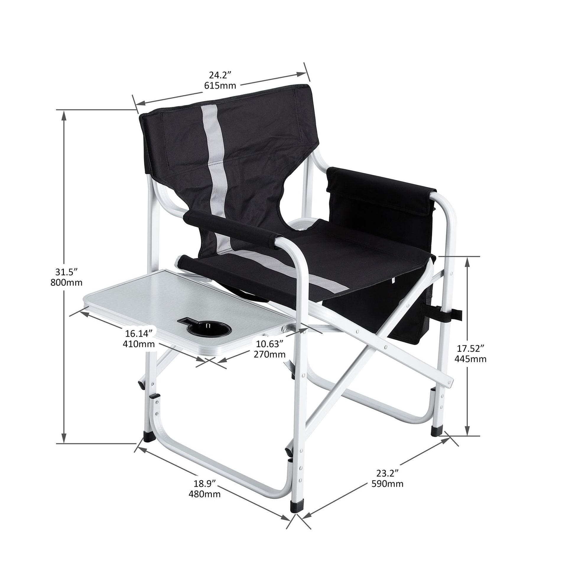 Padded Directors Folding Chair With Side Table