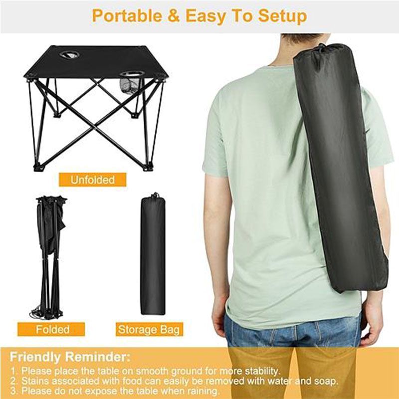 Portable Folding Travel Picnic Table With Cup Holders