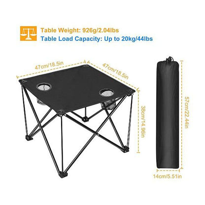 Portable Folding Travel Picnic Table With Cup Holders