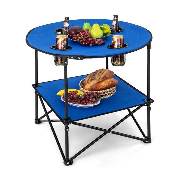 Portable Folding Travel Picnic Table With Cup Holders