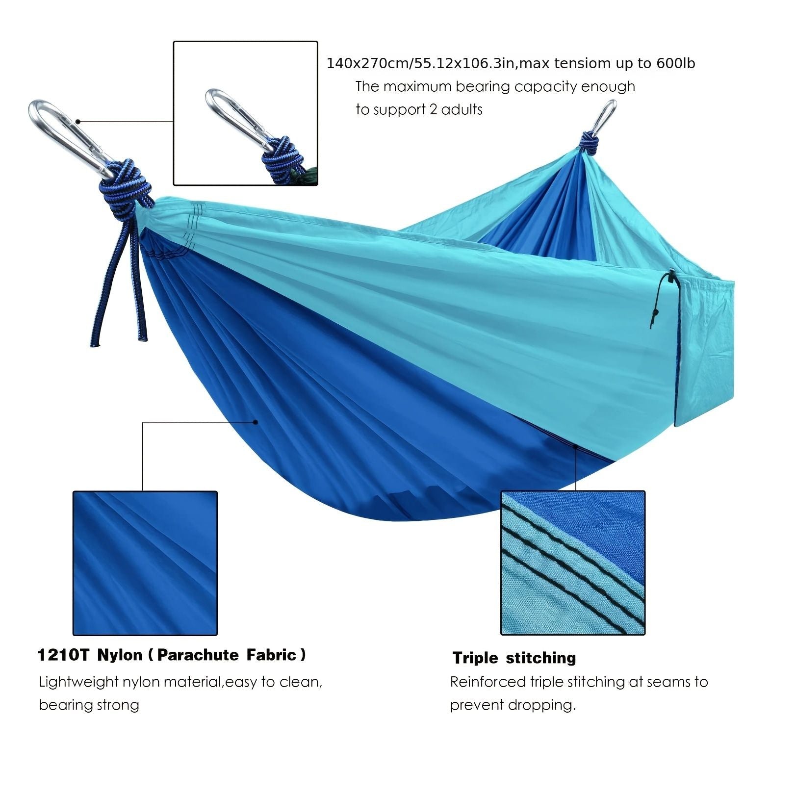 Portable Nylon Camping Hammock Lightweight Travel Bed