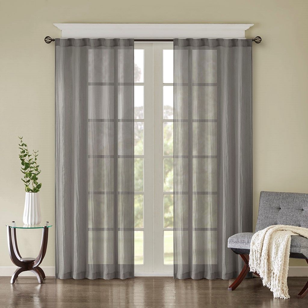 Solid Crushed 2-piece Curtain Panel Pair