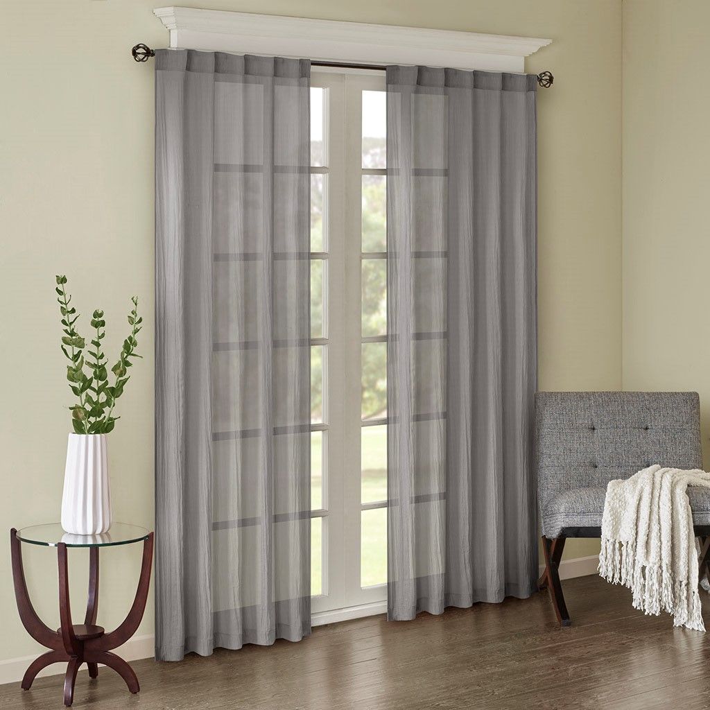Solid Crushed 2-piece Curtain Panel Pair