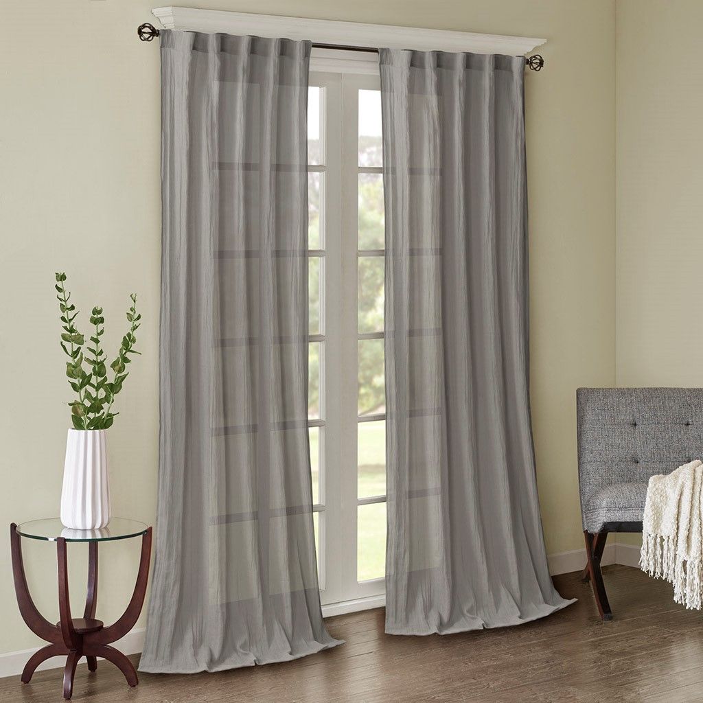 Solid Crushed 2-piece Curtain Panel Pair