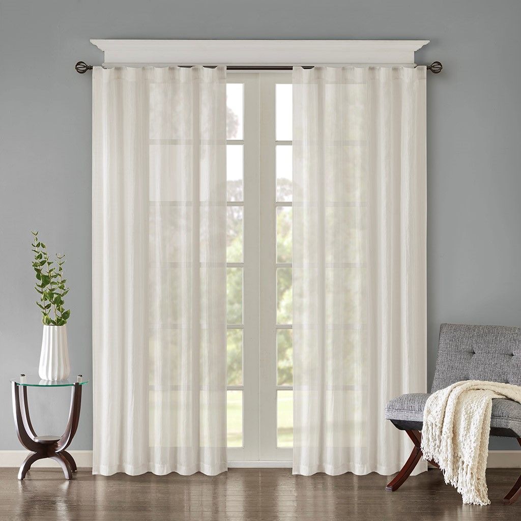 Solid Crushed Light Filtering Curtain Panel Pair