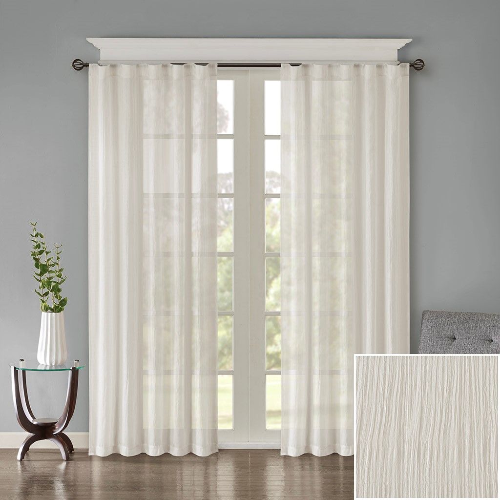 Solid Crushed Light Filtering Curtain Panel Pair