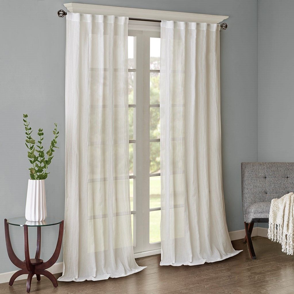 Solid Crushed Light Filtering Curtain Panel Pair