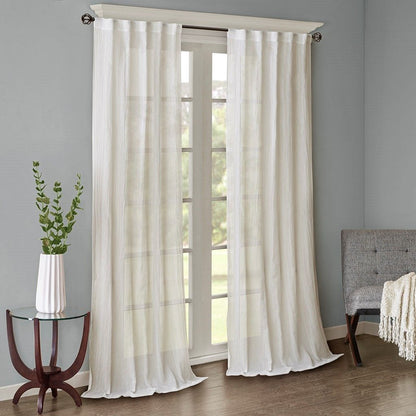 Solid Crushed Light Filtering Curtain Panel Pair