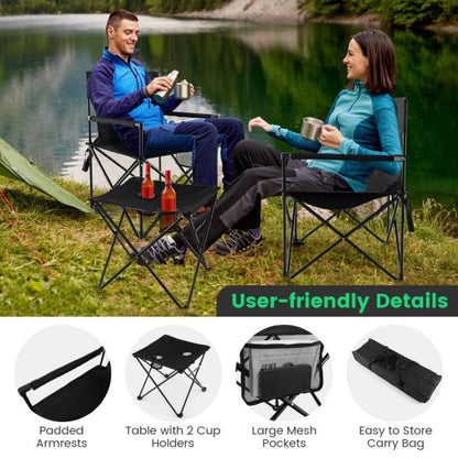 Traveling Folding Camping Chairs and Table Set With Carrying Bag