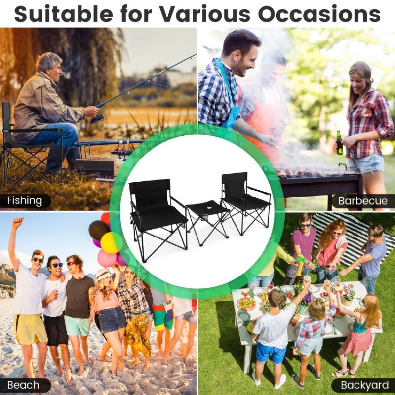 Traveling Folding Camping Chairs and Table Set With Carrying Bag