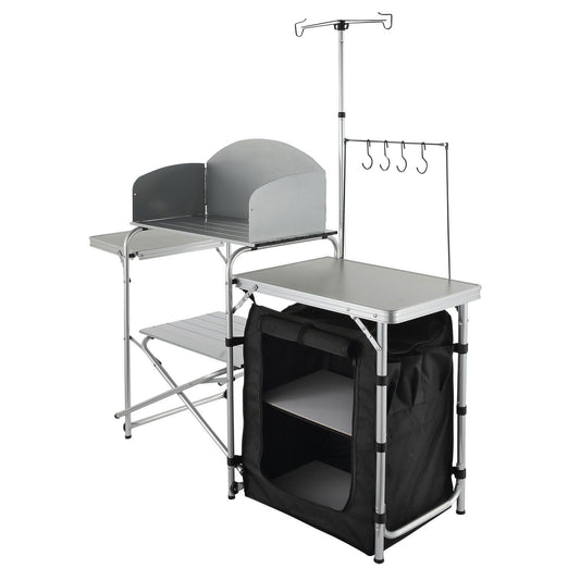 Vevor Folding Camping Kitchen Table With Cupboard