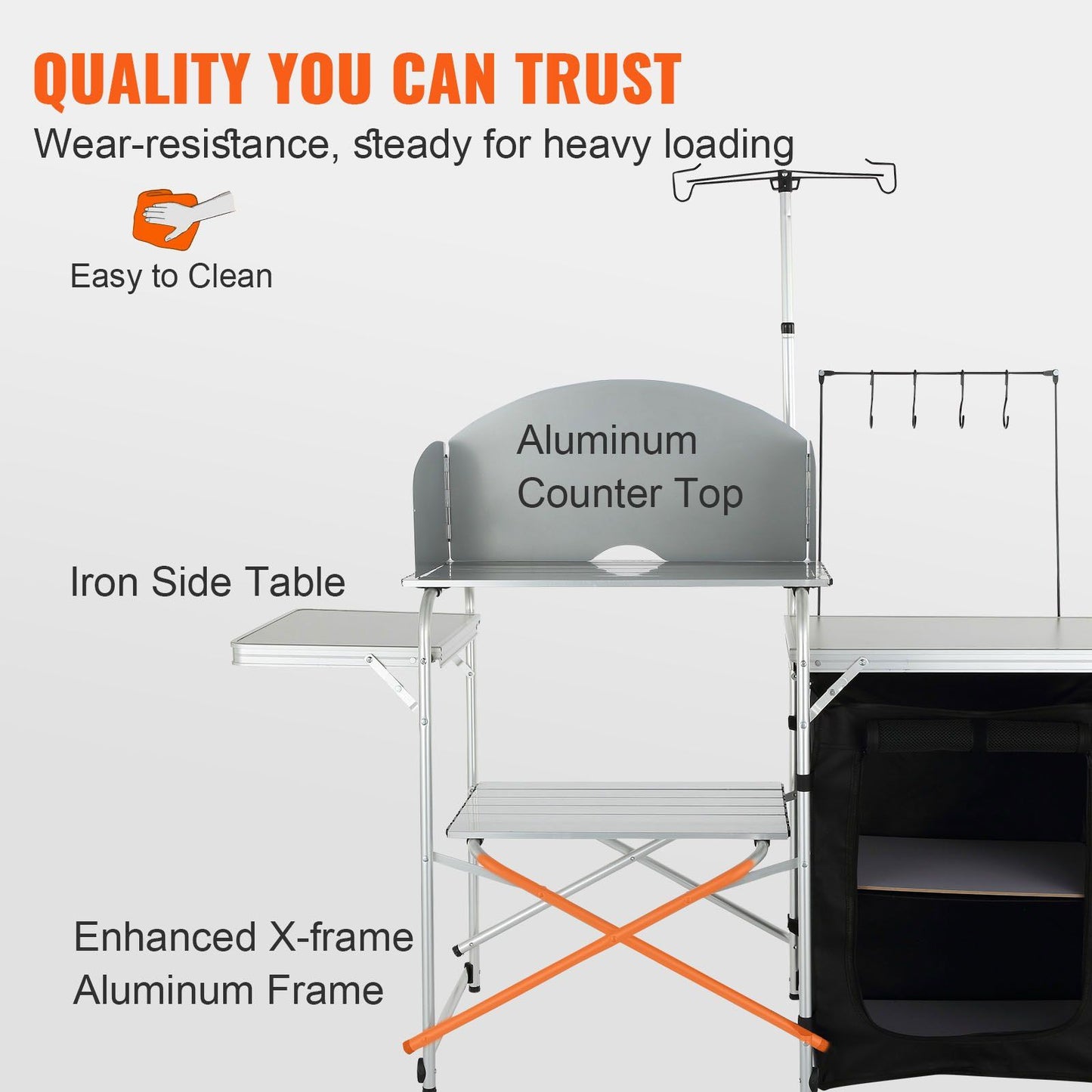 Vevor Folding Camping Kitchen Table With Cupboard