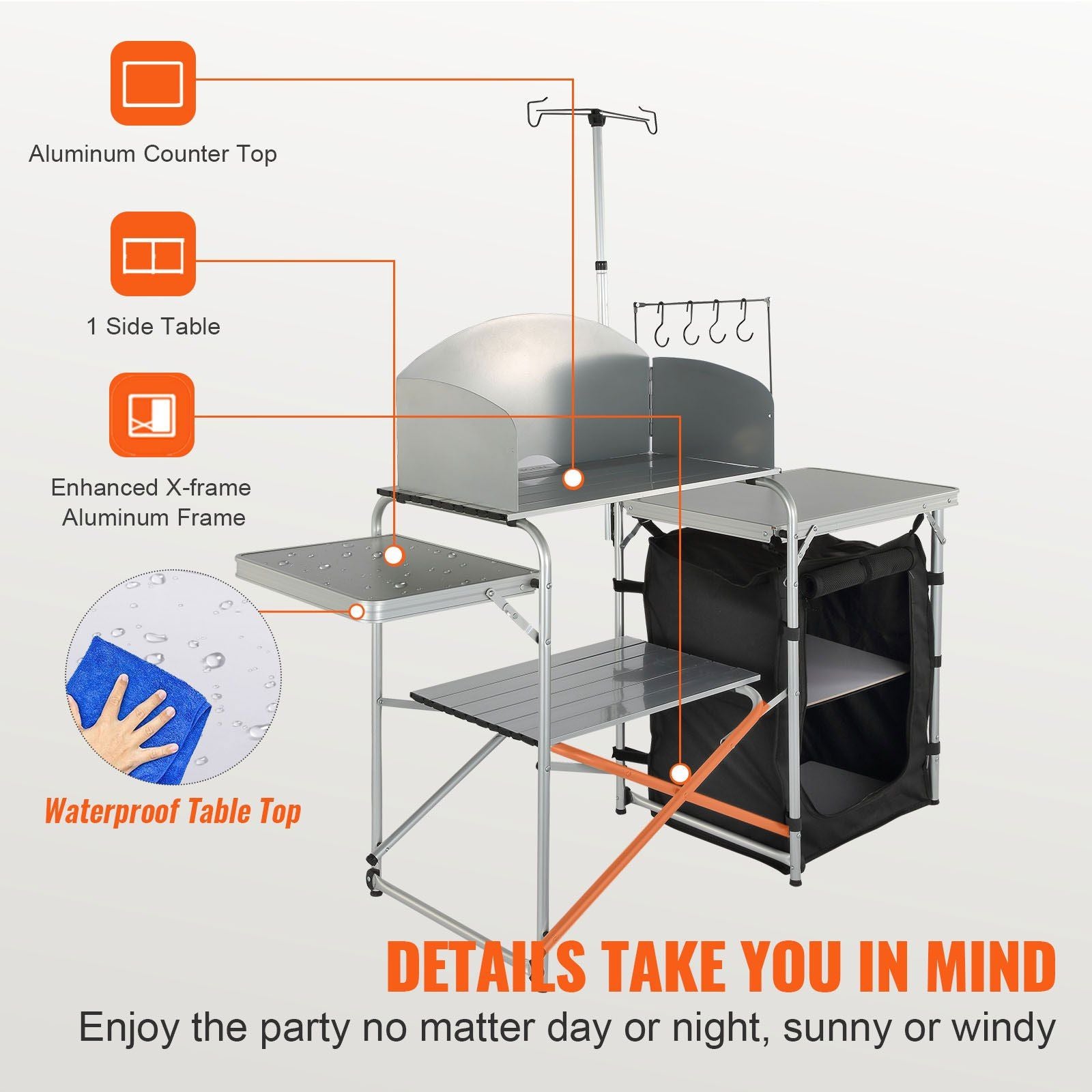 Vevor Folding Camping Kitchen Table With Cupboard