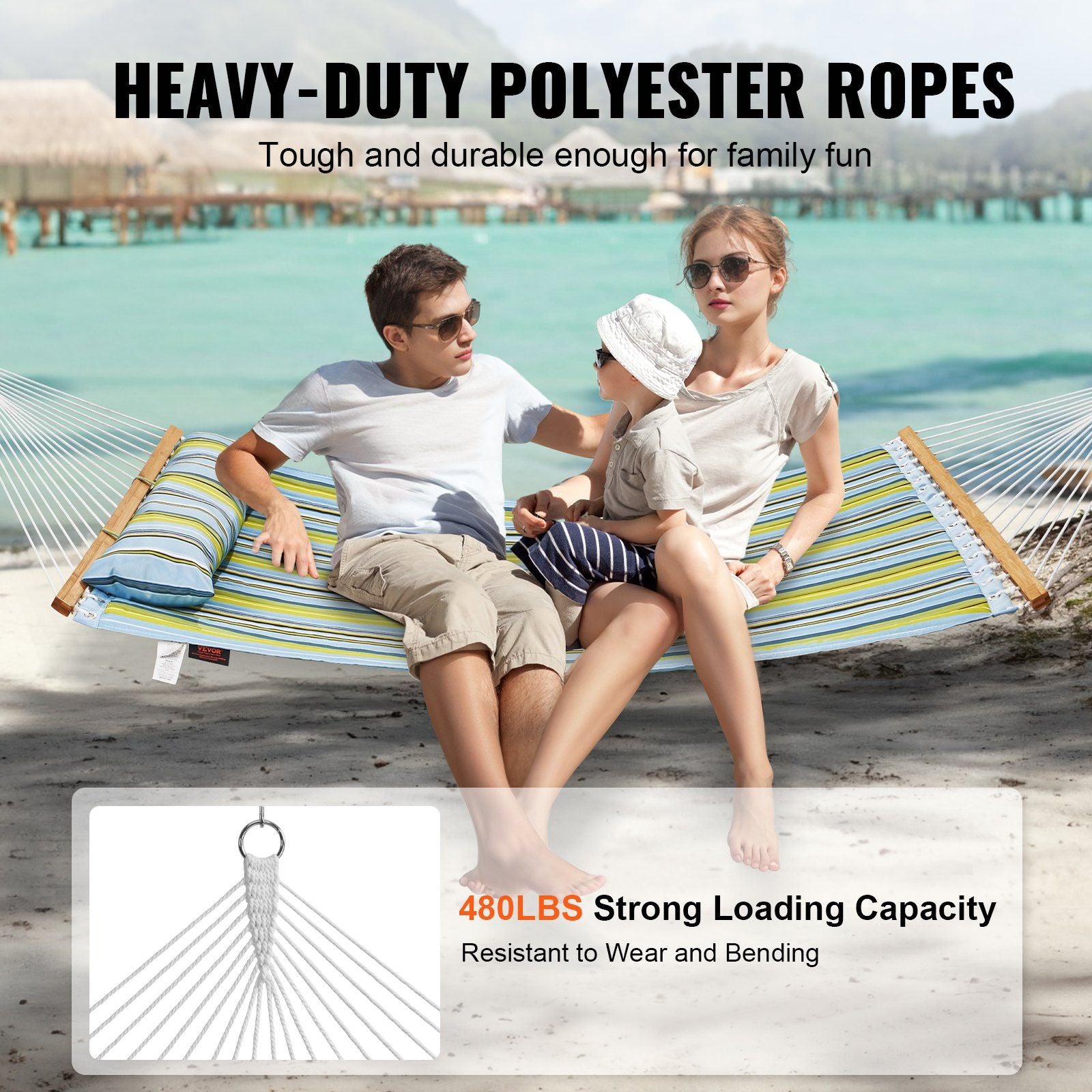 Vevor Quilted Double Hammock With Pillow