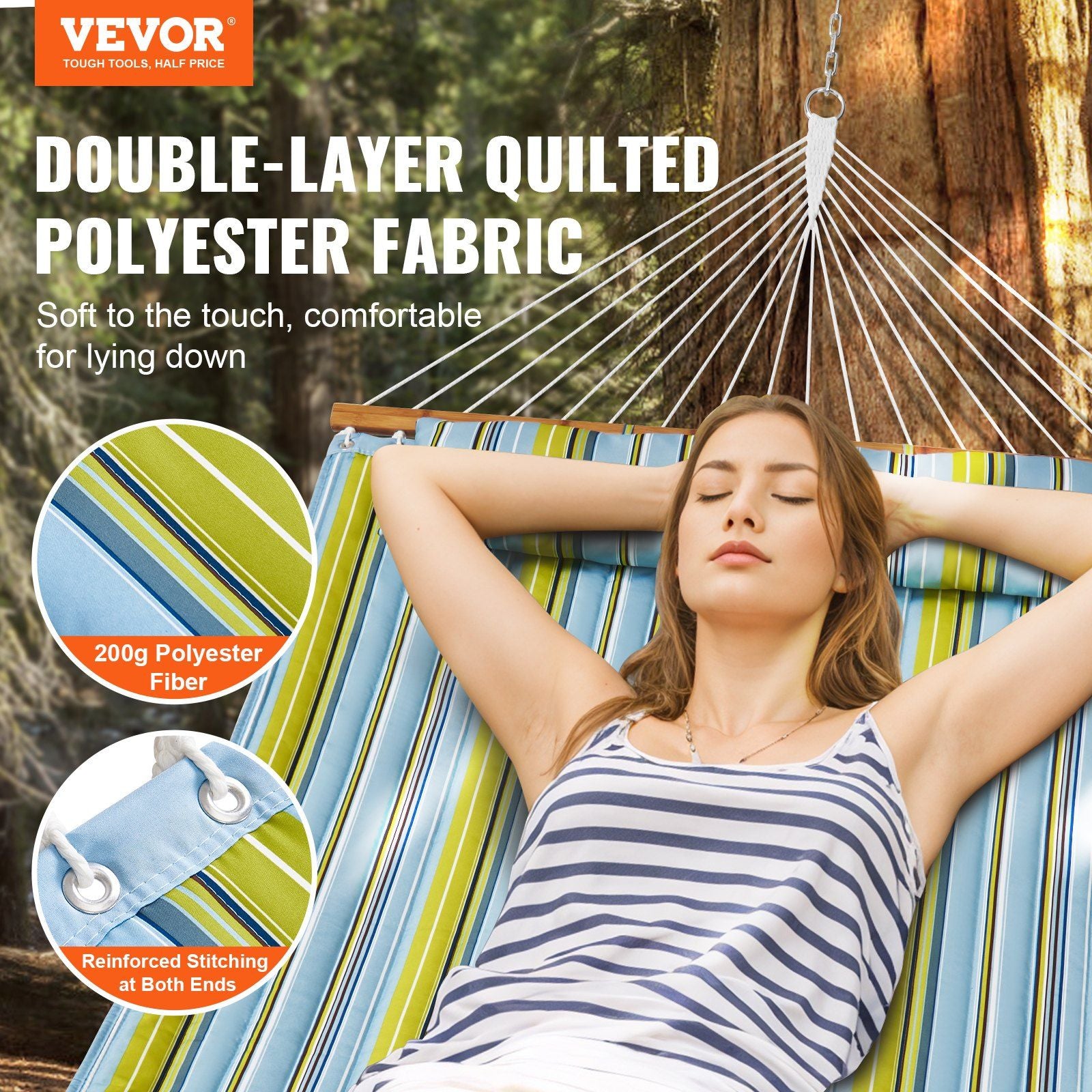 Vevor Quilted Double Hammock With Pillow