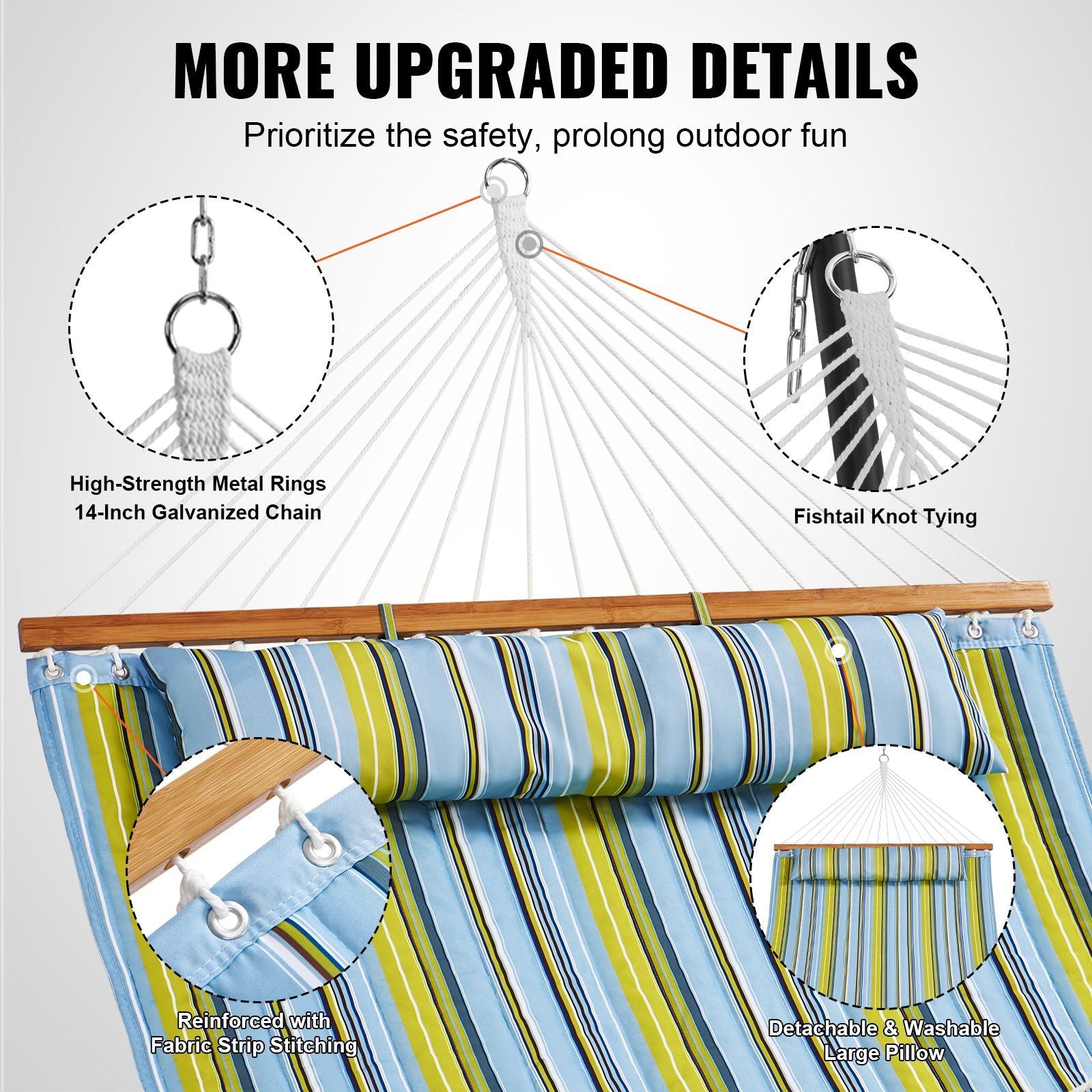 Vevor Quilted Double Hammock With Pillow